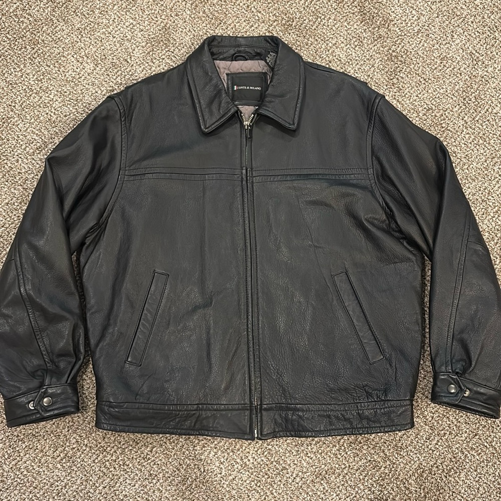 Conte di Milano Men’s Italian Leather Jacket, Size XL